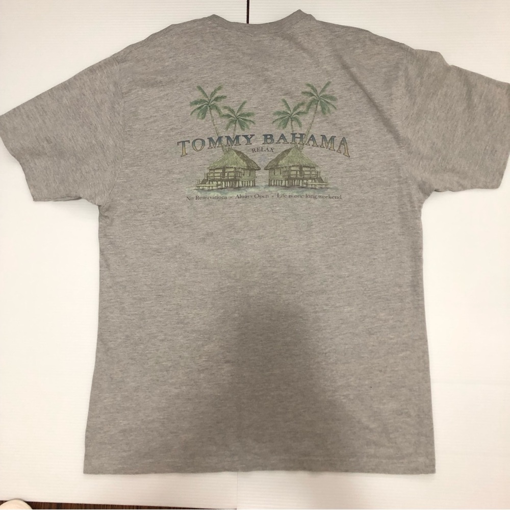 Tommy Bahama Mens Gray Cotton Tee Life is a Long Weekend